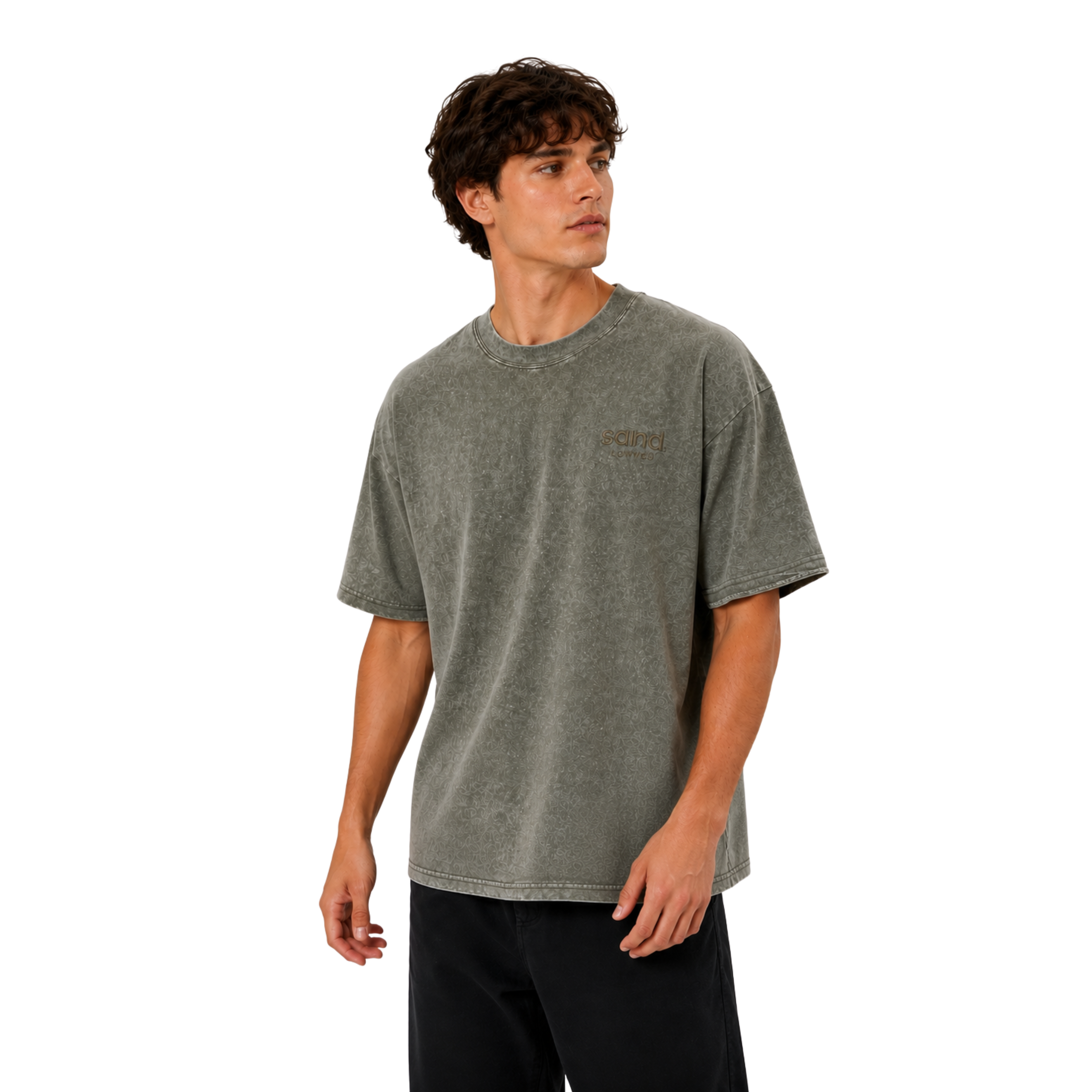 Oversized Vintage Cotton T-Shirt – Army Green