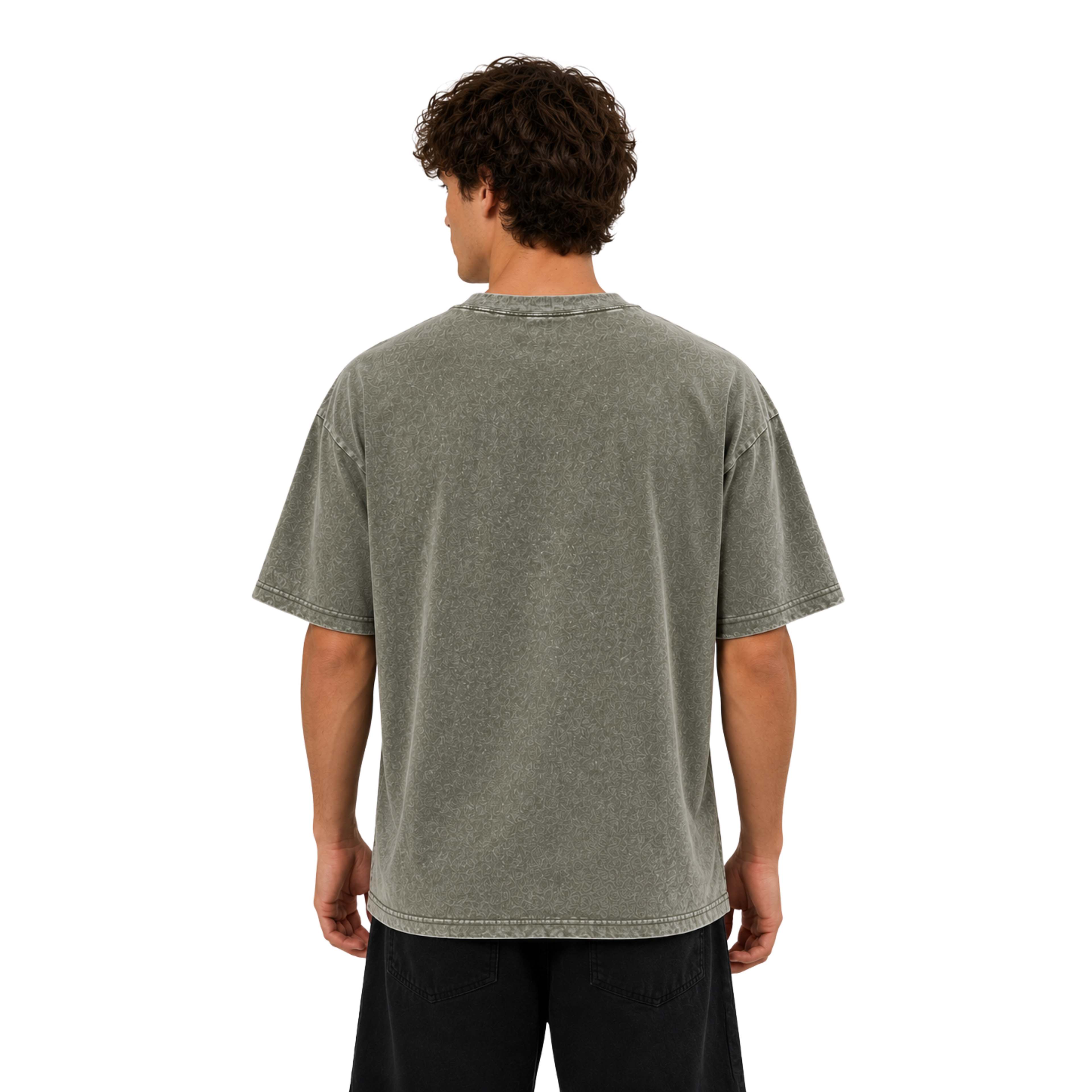 Oversized Vintage Cotton T-Shirt – Army Green